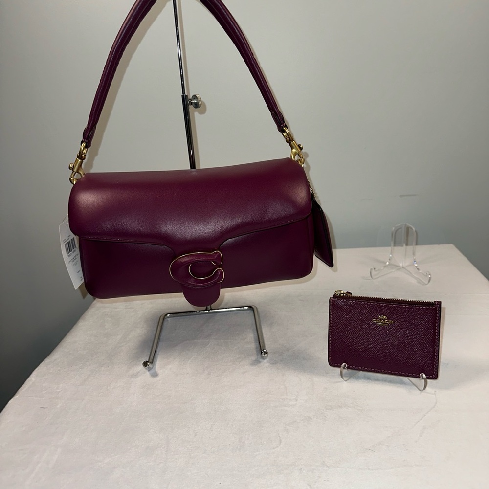 Coach Pillow Tabby 26 with card case in Deep Berry
